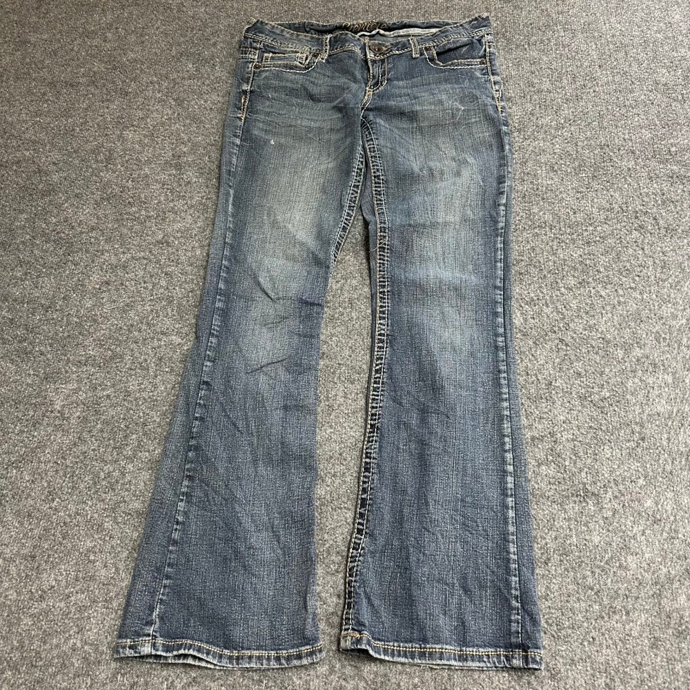 Premiere Jeans Womens Size 9/10 Blue Bootcut Thick Stitch Stretch Denim Y2K